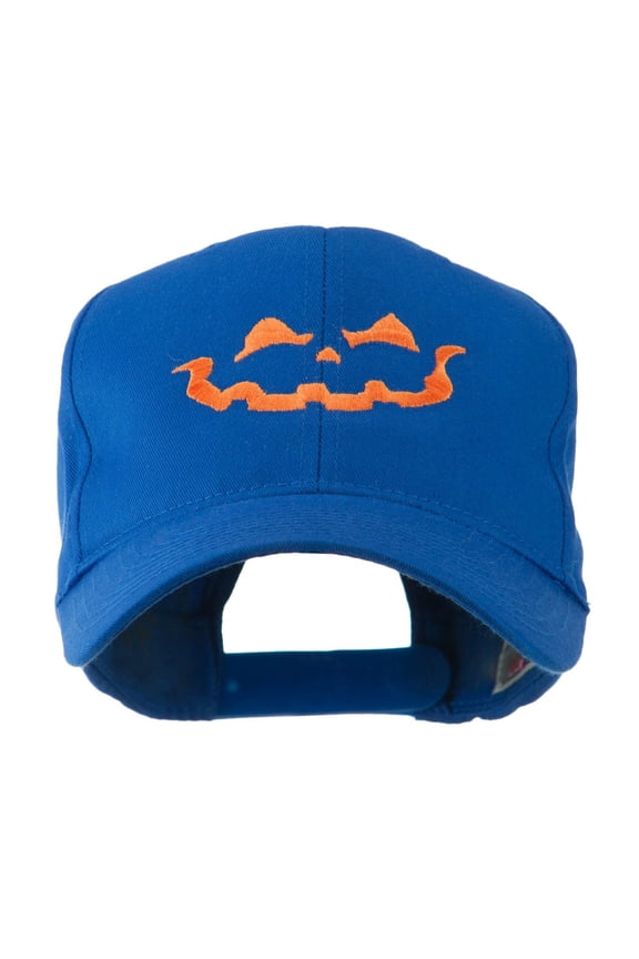 Halloween Jack O Lantern Face Embroidered Cap - Royal OSFM
