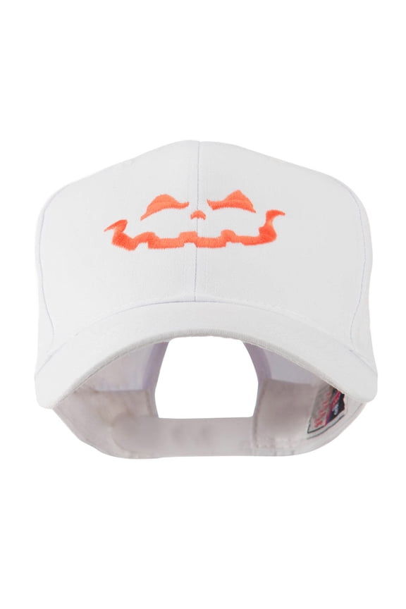 Halloween Jack O Lantern Face Embroidered Cap - White OSFM