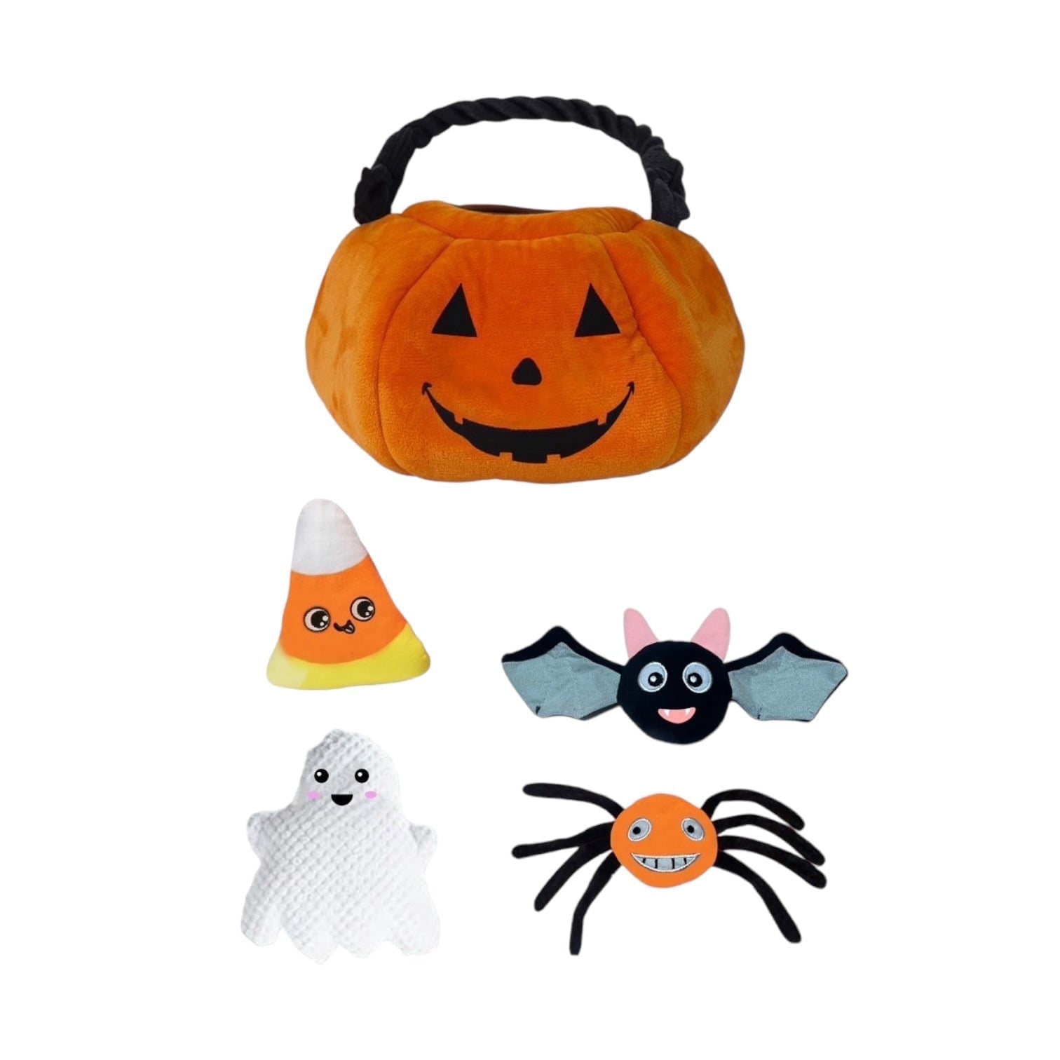 Halloween Jack O Lantern Hide and Seek Dog Toy with 4 Interactive Plush Toys