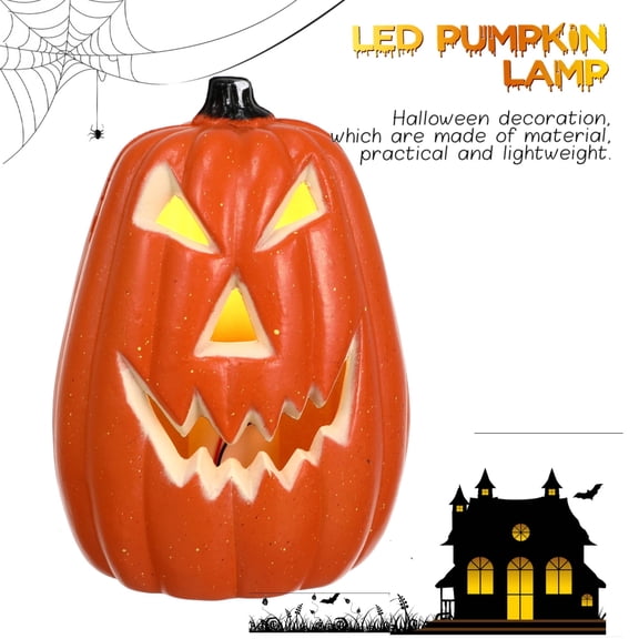 Thanksgiving Pumpkin Lantern Lamp: 6.7in LED Pumpkin Skull Lights - Warm Glow Ghost Lantern for Indoor Party Outdoor Tabletop Decor