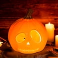 thumbnail image 1 of Halloween Jack-O'-Lantern Light, 5.31in Hollow Carved LED Pumpkin Lamp, Glowing Pumpkin Decor, Spooky Lighted Ornament for Halloween Scene Layout, 1 of 8