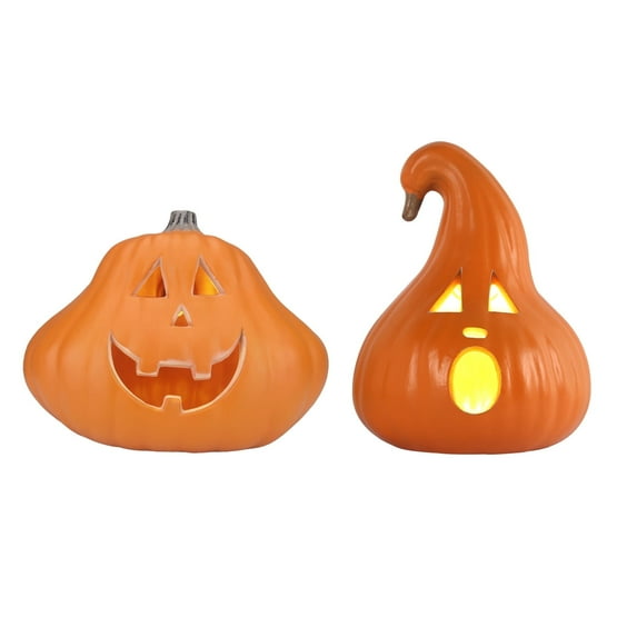 Halloween Jack O Lantern Pumpkin Combo with Pre-lit LED Bulbs - Gaint Indoor/ Outdoor Pumpkin for Halloween Decoration in Garden, Patio, Front Door