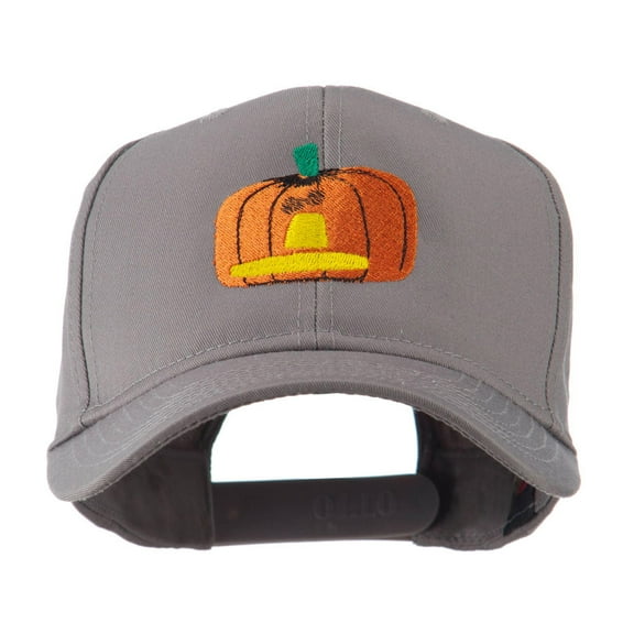 Halloween Jack O Lantern Pumpkin Embroidered Cap - Grey OSFM