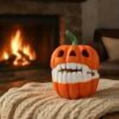 Halloween Jack O Lantern Resin Storage Box, Hinged Mouth Multi Purpose Trinket Container, Hand Painted Chip Resistant Dual Use Figurine for Mantel Shelf Halloween Tabletop Home Decor