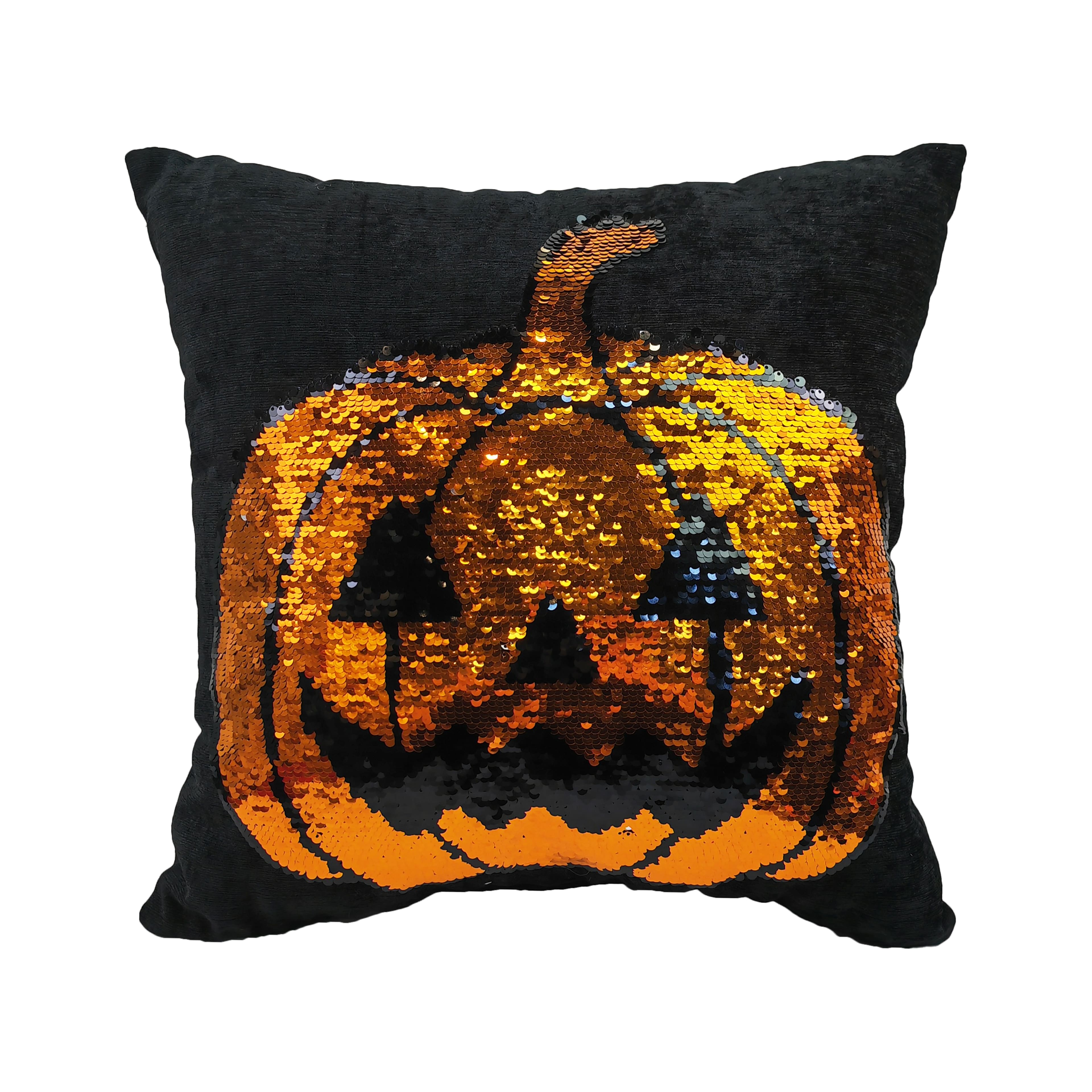 Halloween Jack-O'-Lantern Reverse Sequins Pillow by Ashland-Halloween Pillow for Home Decor