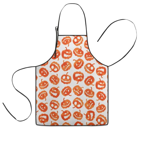 Halloween Jack O Lantern Silhouettes Pattern Kids Aprons for Girls and Boys,Adjustable Neck Strap Toddler Aprons for Kids Cooking Baking,23.6"x19"