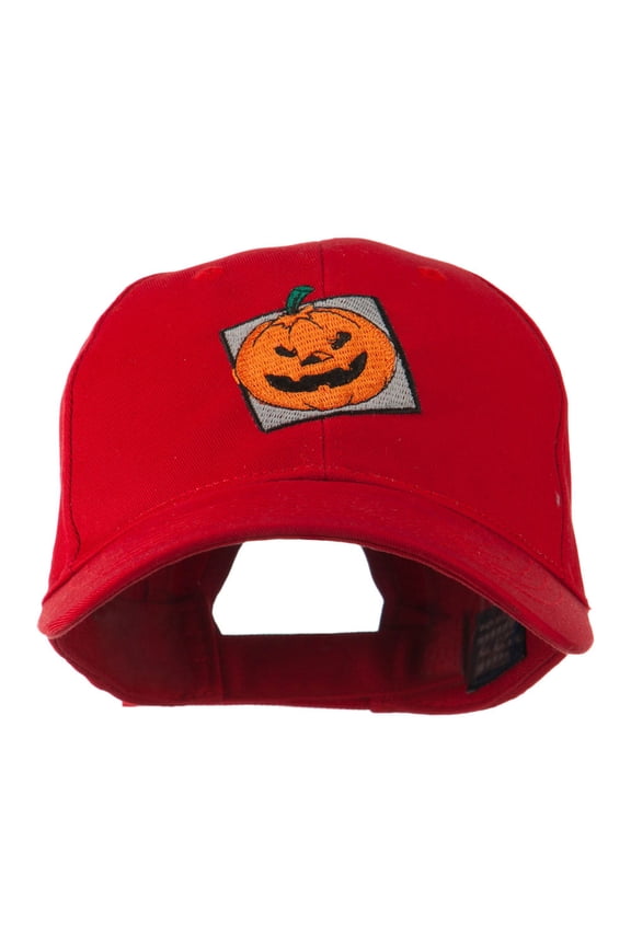 Halloween Jack O Lantern Teeth Embroidered Cap - Red OSFM