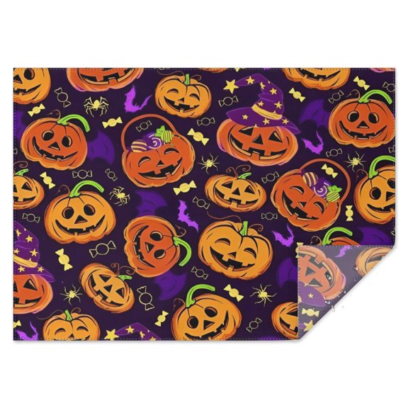 Halloween Jack O Lanterns with Candy Rectangle Tablecloth 60"x84",Waterproof Polyester Rectangle Table Cloth, Wipeable Spillproof Polyester Tablecloth for Dining, Camping, Indoor and Outdoor