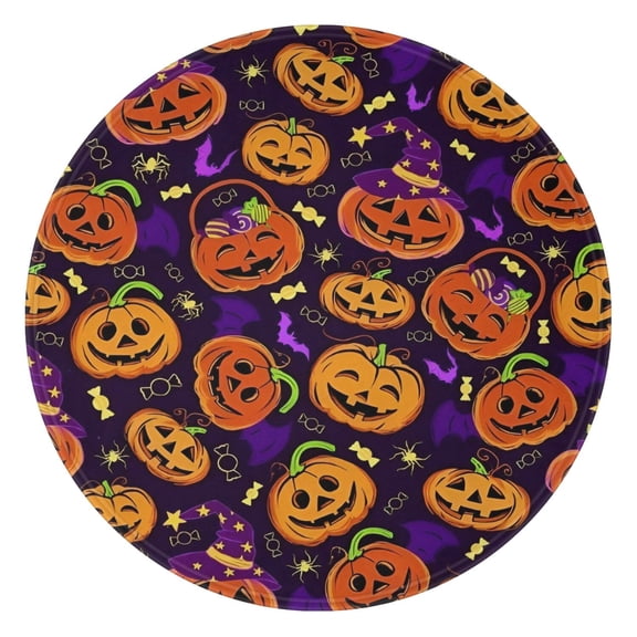 Halloween Jack O Lanterns with Candy Round Blanket,Comfortable Soft Flannel Throw Blanket,All Season,Warm Lightweight Blankets for Sofa Bed Couch Living Room Chair 47"x47"