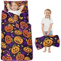 Halloween Jack O Lanterns with Candy Toddler Nap Mats for Kids Preschool,50"x20" Sleeping Mat Bag or Kids,Toddler Sleeping Bag,Toddler Nap Mat or Daycare