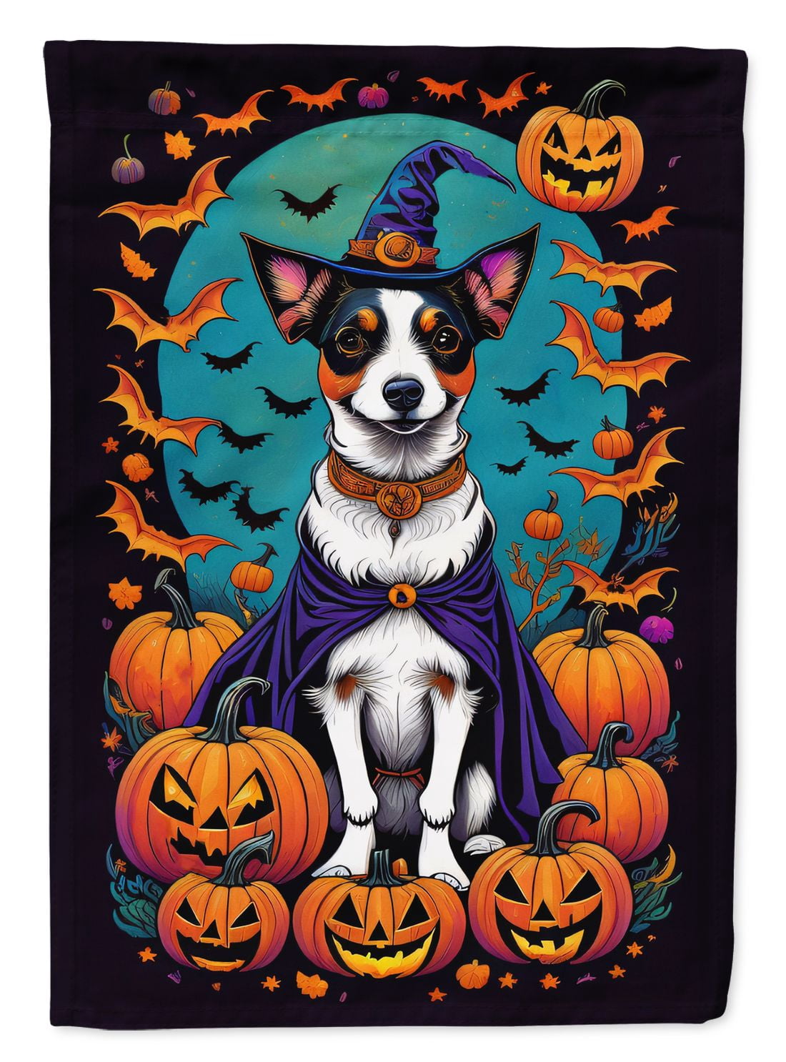 Halloween Jack Russell Terrier Dog House Flag 28x40IN Double-Sided Polyester Decorative Sleeve Pole Flag for Outdoor Home Garden