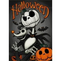 Halloween Jack Skellington Decorative Garden Flag, Jack O Lantern Pumpkin Yard Outside Decorations, Small Outdoor Home Decor Double Sided 12x18