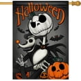 thumbnail image 1 of Halloween Jack Skellington Decorative House Flag, Jack O Lantern Pumpkin Skull Bat Garden Yard Outside Decorations, Funny Holiday Outdoor Large Home Decor Double Sided 28 x 40, 1 of 6