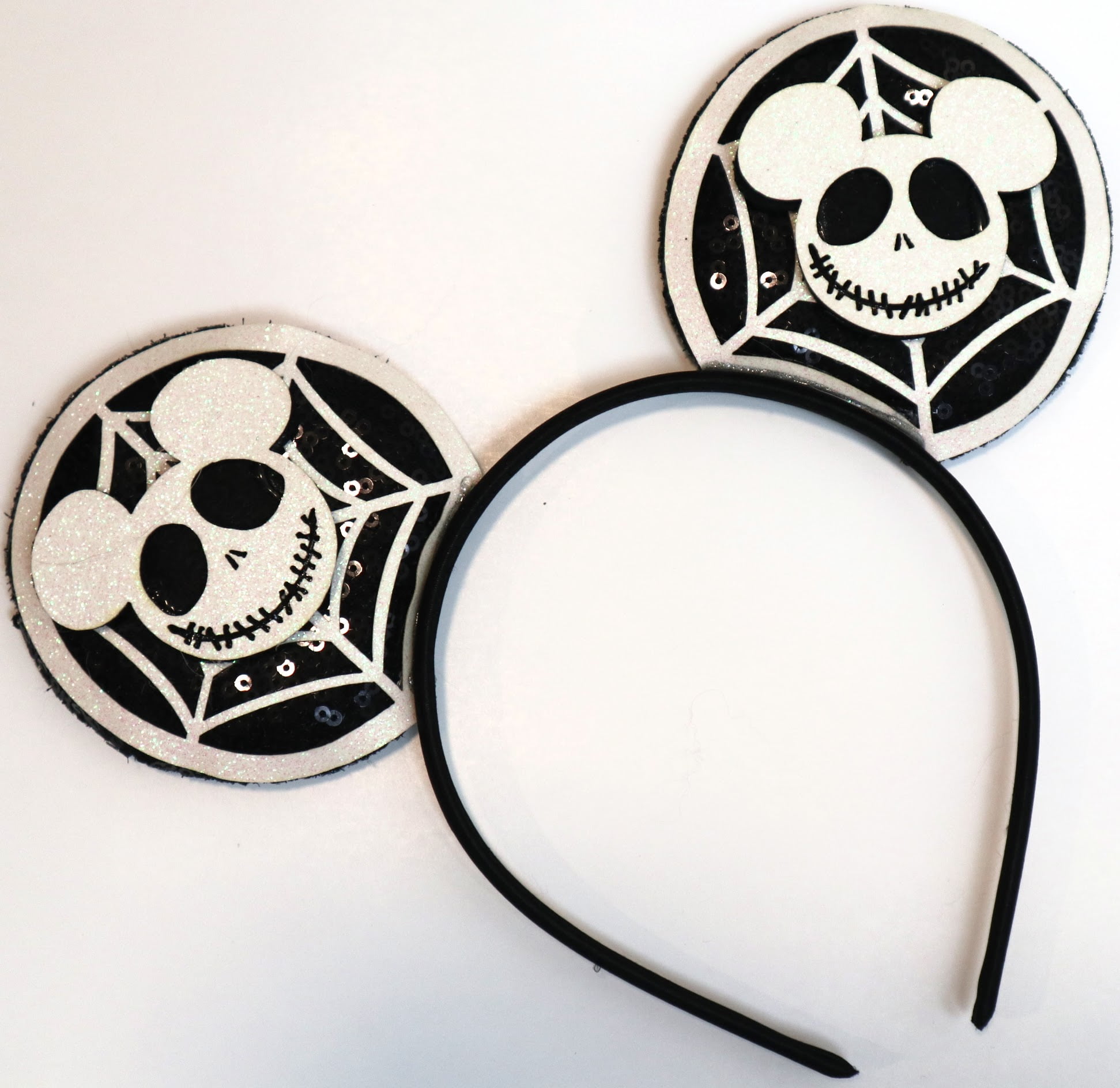 Handcrafted Halloween Jack Web Minnie Mouse Ears, White 