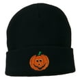 thumbnail image 1 of Halloween Jack o Lantern Embroidered Long Beanie - Navy OSFM, 1 of 5