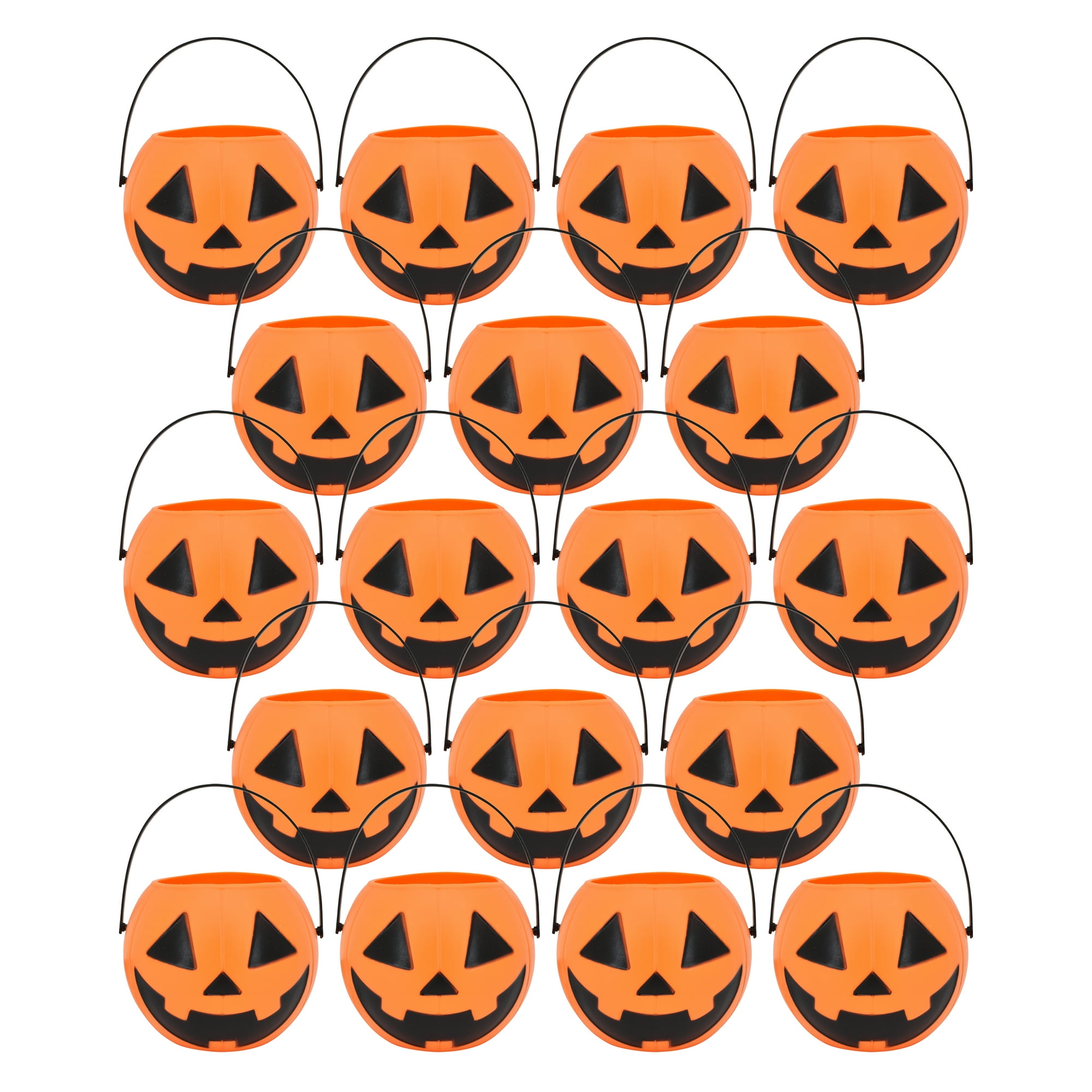 Halloween Plastic Orange Jack-o'-Lantern Mini Treat Pails