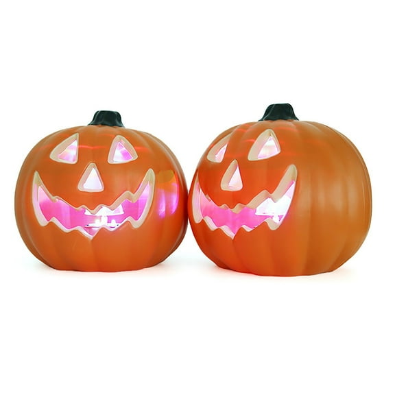 Halloween Jack-o'-Lantern Tabletop Decor Pumpkin Decorations Outdoor Indoor LED Light Up Pumpkins Decor Halloween Decorations Large Funny Pumpkin Statue For Porch Home Halloween(Orange,8.66x7.87")
