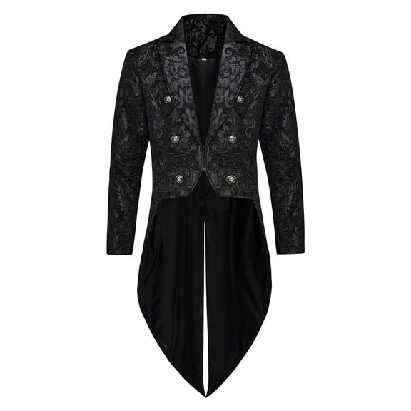 Halloween Jackets for Men Casual Long Sleeve Vintage Dress Suit Holiday Party Stage Attire Tailcoat, Black, M