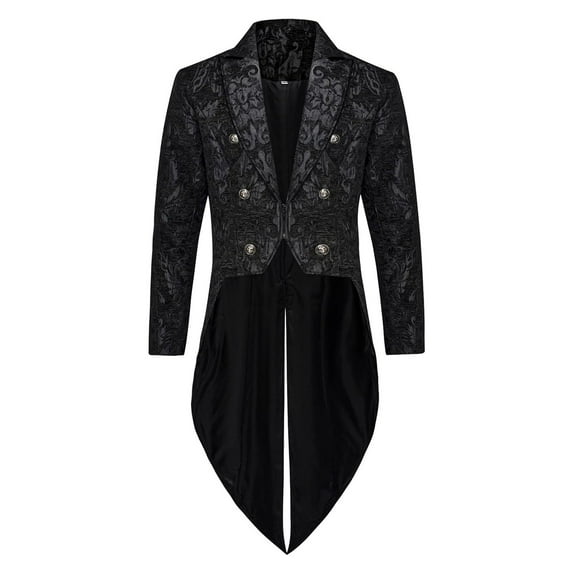 Halloween Jackets for Men Casual Long Sleeve Vintage Dress Suit Holiday Party Stage Attire Tailcoat, Black, XL