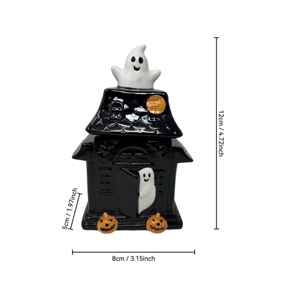 Halloween Jar Spooky House Ghost House Figurine