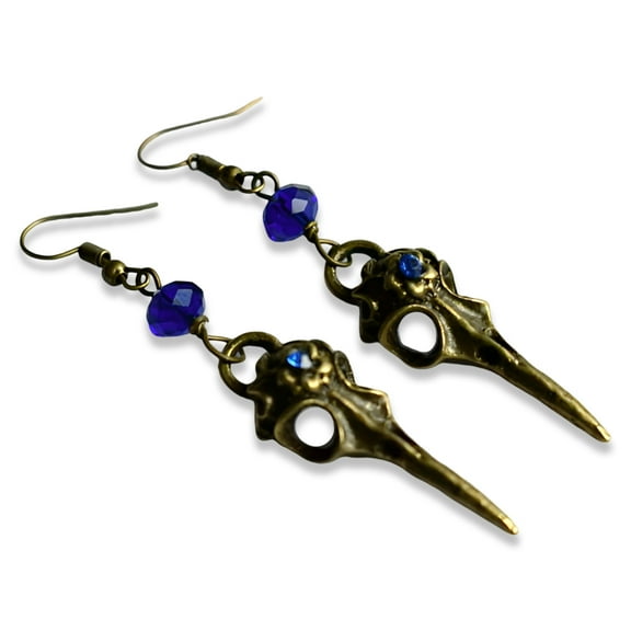 Halloween Jewelry Silver Crow Skull Earrings Charm Dangle Earrings Raven Earrings Bird Skull Jewelry Gothic Gift Set Punk Design