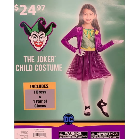 Halloween Joker Dress Girl Med