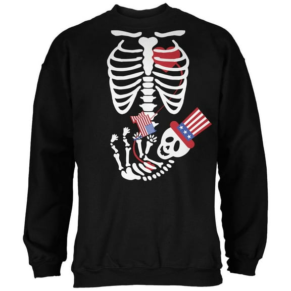 Halloween July Fourth Baby Skeleton Black Adult Sweatshirt - Small