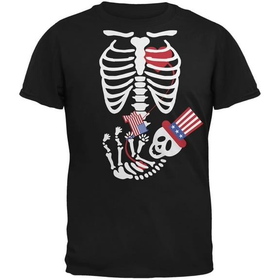 Halloween July Fourth Baby Skeleton Black Adult T-Shirt - 2X-Large