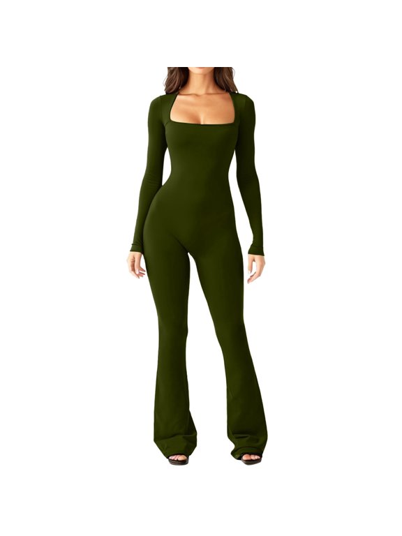 Halloween Jumpsuits for Women Long Sleeve Square Neckline Harem Long Pants One Piece Jumpsuit