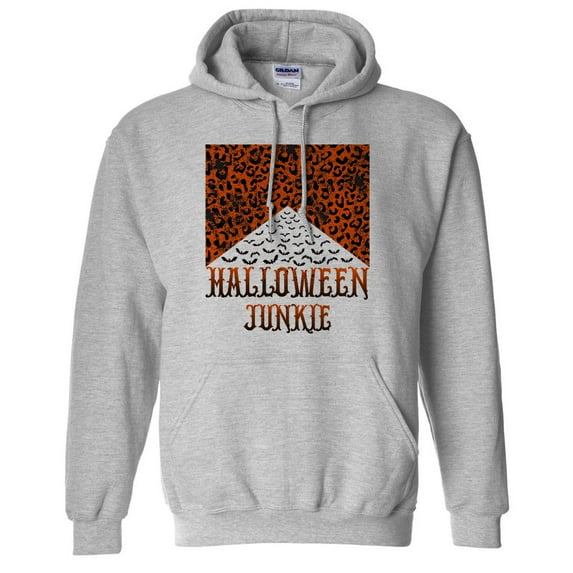 Halloween Junkie Bats Hoodie Sweatshirt Unisex Small Grey