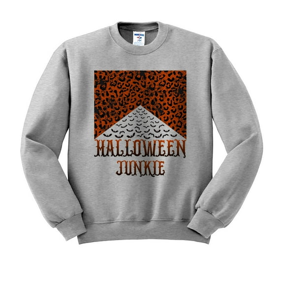 Halloween Junkie Bats Sweatshirt Unisex Small Grey