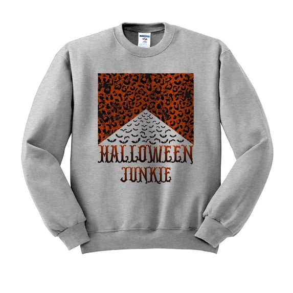 Halloween Junkie Bats Sweatshirt Unisex X-Large Grey