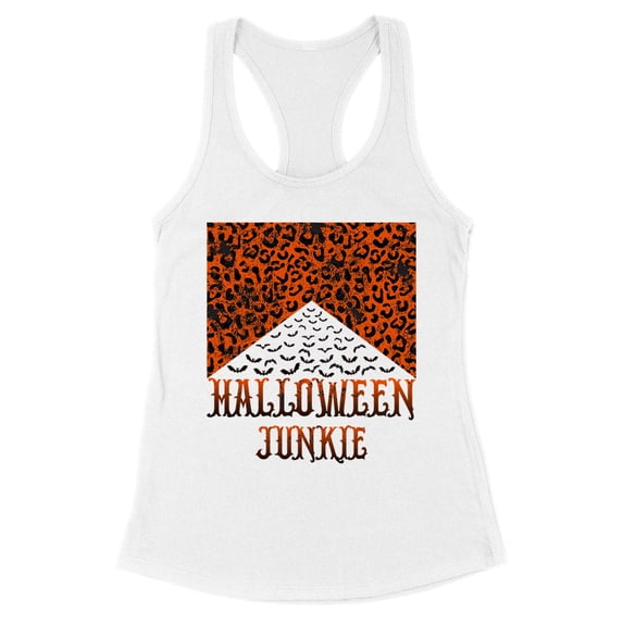 Halloween Junkie Bats Tank Top Fitted Racerback Women's Large White