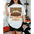 thumbnail image 1 of Halloween Junkie Shirt Leopard Print Pumpkin Trendy Fall Sublimation Spooky Pumpkin Candle Cozy Vibes Tee, 1 of 5