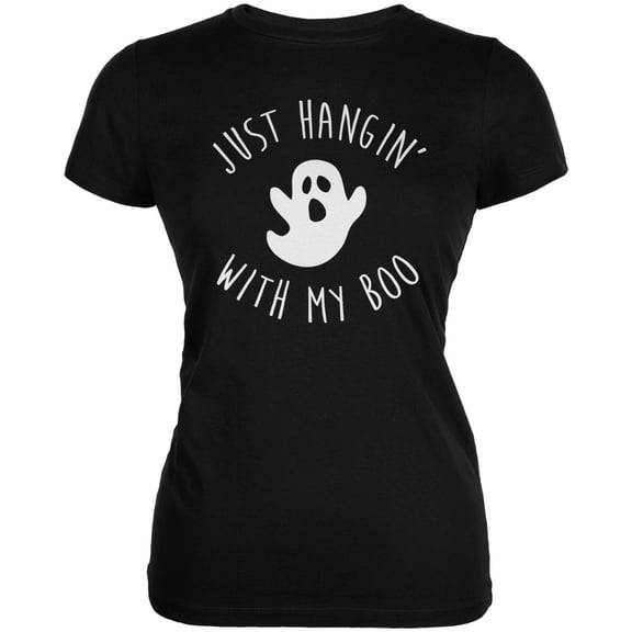 Halloween Just Hangin With My Boo Ghost Women's Juniors Soft T Shirt