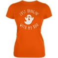 thumbnail image 1 of Halloween Just Hangin With My Boo Ghost Juniors Soft T Shirt Orange 2XL, 1 of 1