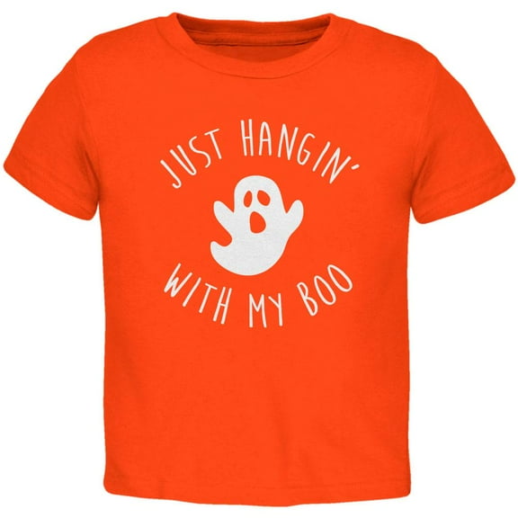 Halloween Just Hangin With My Boo Ghost Toddler T Shirt Orange 3T