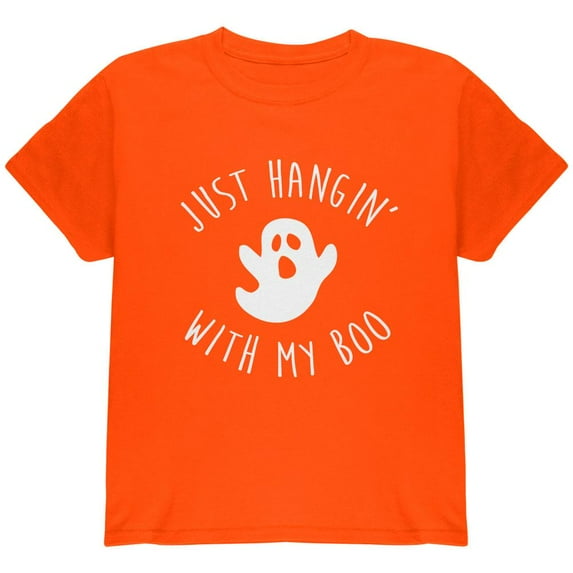 Halloween Just Hangin With My Boo Ghost Youth T Shirt Orange YLG