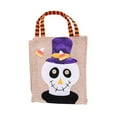 thumbnail image 1 of Halloween Jute Tote Bag, Square Kids' Trick-or-Treat Bag, Themed Pattern, Reusable, Party Candy Storage Bag, Holiday Decor Prop-Skeleton, 1 of 6