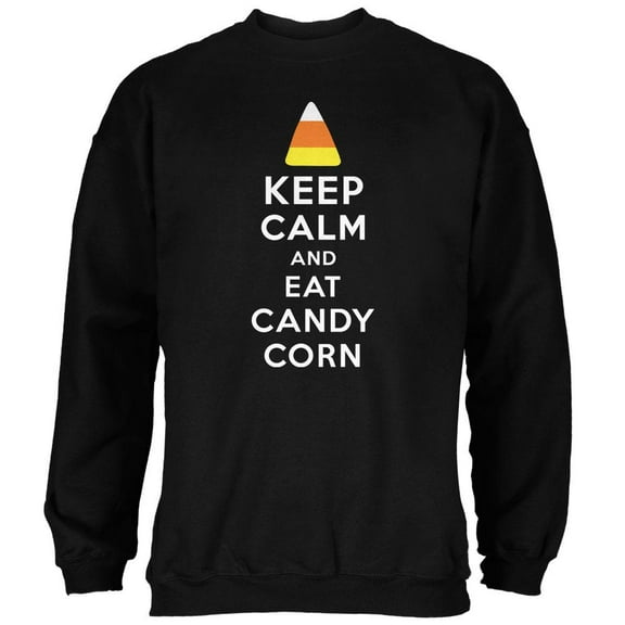 Halloween Keep Calm Candy Corn Black Adult Sweatshirt - X-Large