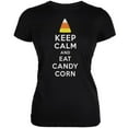 thumbnail image 1 of Halloween Keep Calm Candy Corn Black Juniors Soft T-Shirt - Small, 1 of 1