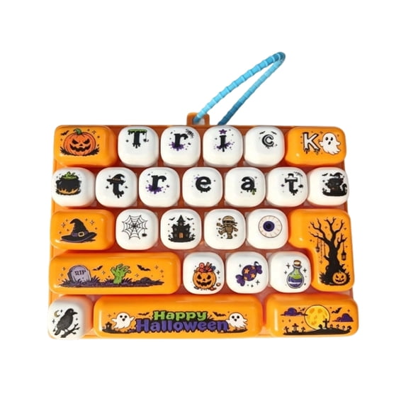 Halloween Keyboard Squishy Toy, 26-Key Keyboard Toy for Halloween Stress, Halloween Decorations Classroom Favors Prizes Pendant Keychain Hanging Ornament, 5in*4in