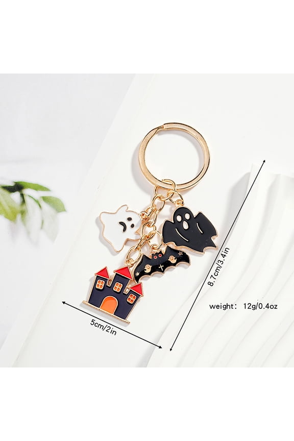 Halloween Keychain Ghost Bat Castle Accessories Key Ring Decorations Key Chain