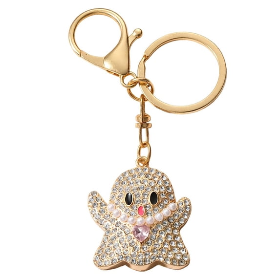 Halloween Keychain - Ghost Pumpkin Black Cat Witch Hat Spider Web Charm, Key Ring Holder for Bag Decor