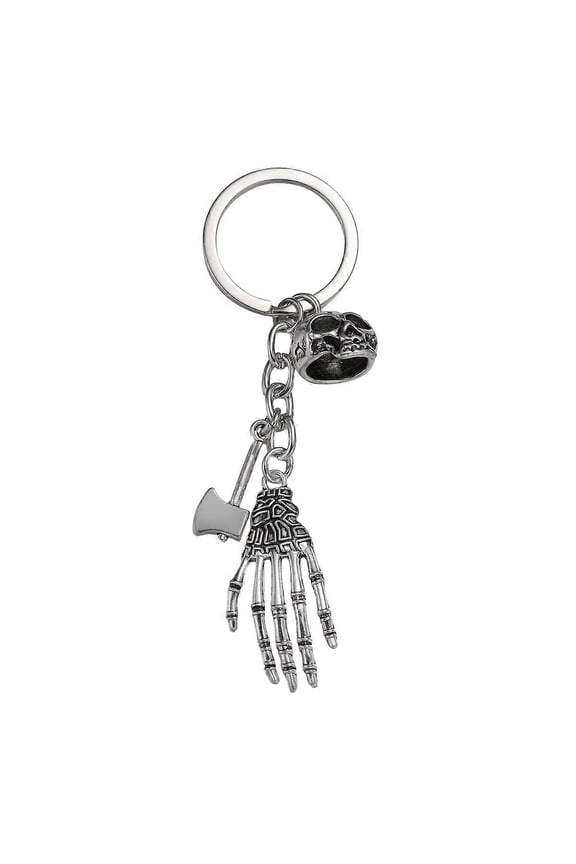 Halloween Keychains Metal Skull Hand Pendant Skeleton Design Keyrings Decor Hanging Key Chains for Car Key Bag Phone