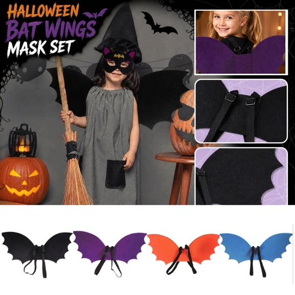 Halloween Kids Bat Wings, Purple Nonwoven Bat Kids with Buckle Straps and Black Elastic, Dress Up Halloween for Student for Halloween Party Decorations and Halloween Party, Kids