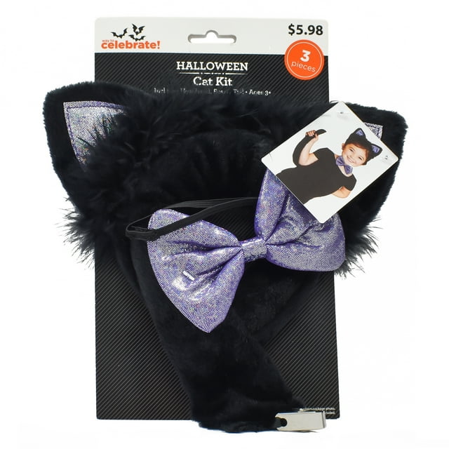 Halloween Kids Black Cat Costume Accessory Set, Purple, 3Piece, by Way
