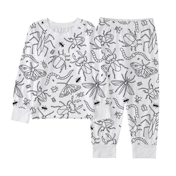 Halloween Kids Coloring Outfit Boys Girls DIY Hand Painted Pants Set 2PC Long Sleeve Crewneck Colorable Loungewear Can Play and Wear