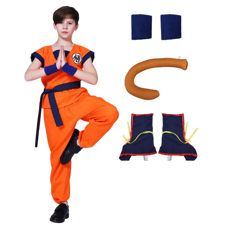 Halloween Kids Goku Anime Cosplay Costumes Set Pretend Play Outfit