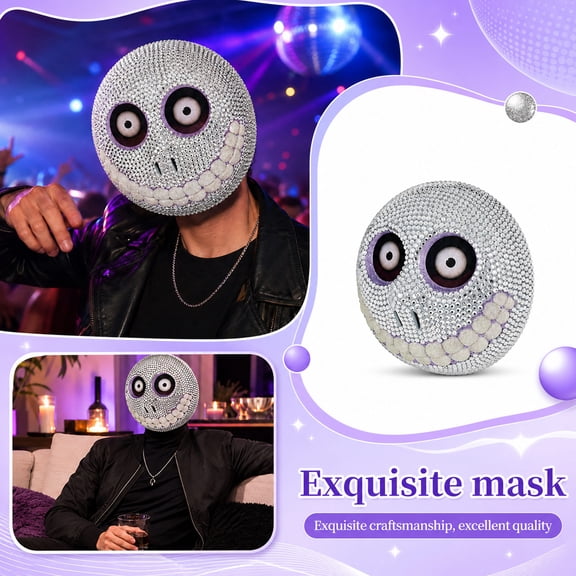 Halloween Kids Jack Half Mask -Barrel Bling Half Mask, Theatrical Accessory, ONE Size FITS Most Standard, Costume Accessories with Eye Openings and Elastic Strap for Parties and Events